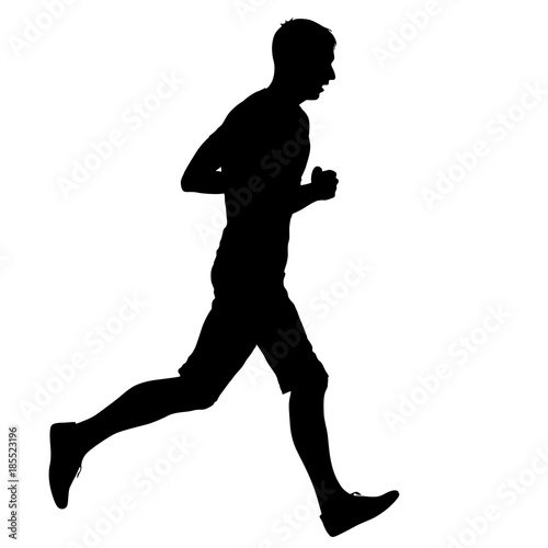 Black Silhouettes Runners sprint men on white background