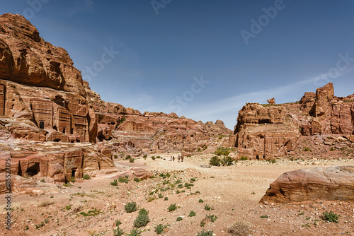 Stone carved king tombs in the ancient city of Petra