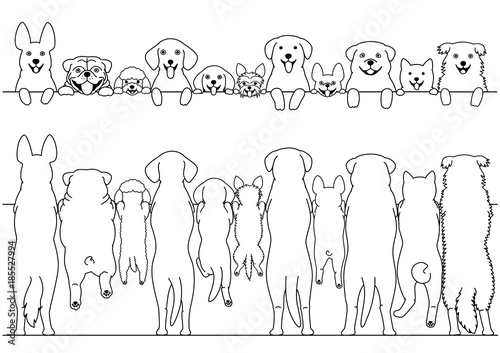 Sticker standing dogs front and back border set