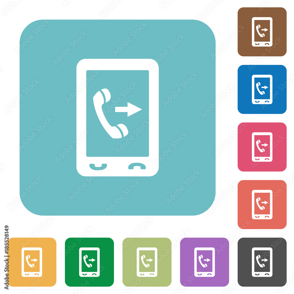 Outgoing mobile call rounded square flat icons Outgoing mobile call rounded square flat icons
