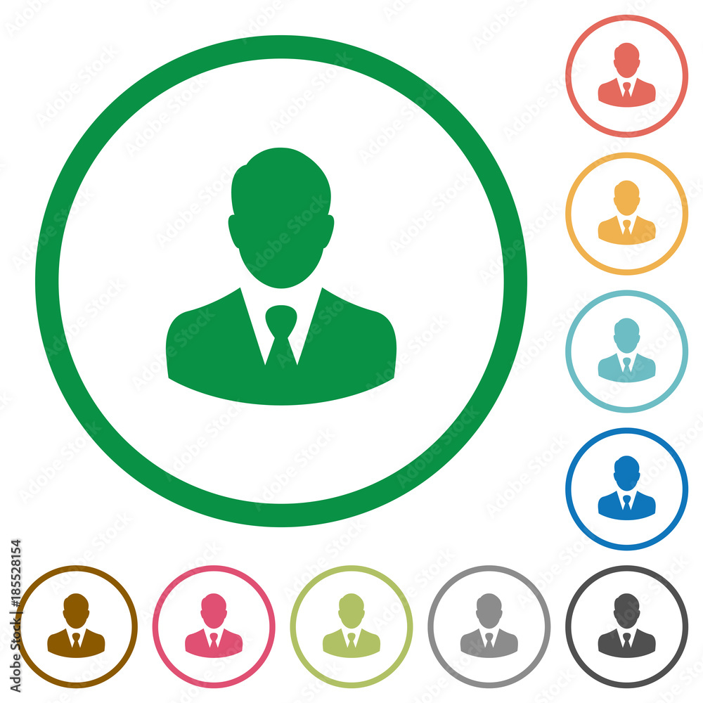 Businessman avatar flat icons with outlines Businessman avatar flat icons with outlines