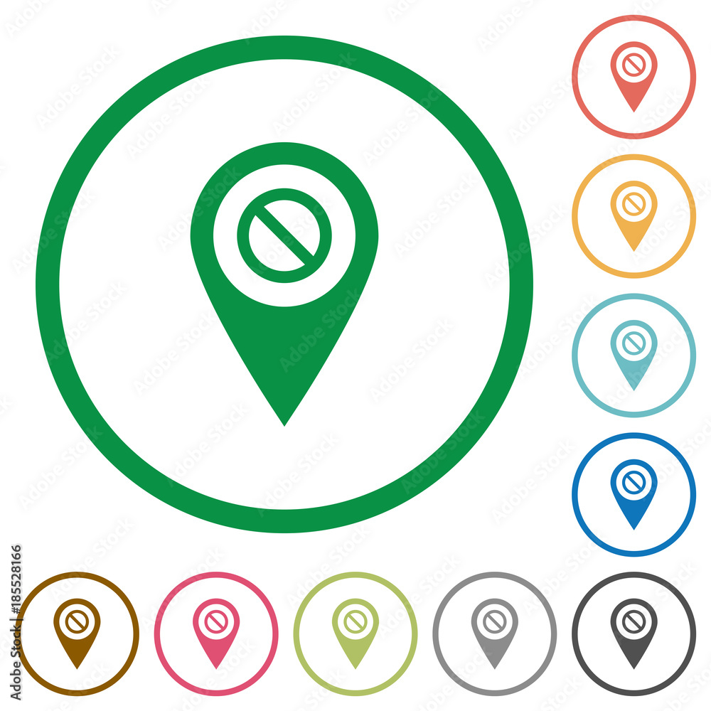 Disabled GPS map location flat icons with outlines Disabled GPS map location flat icons with outlines