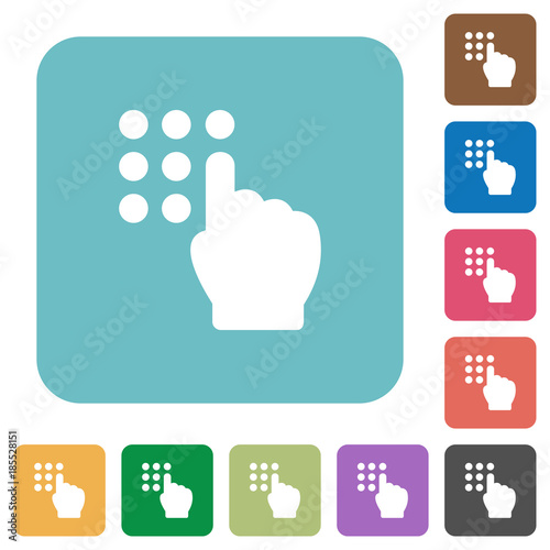 Typing security code rounded square flat icons