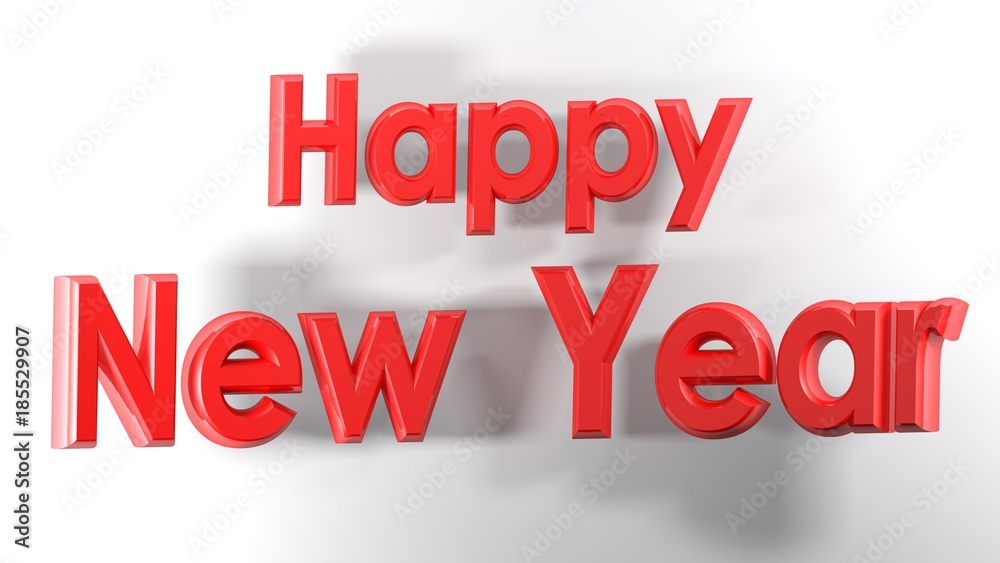 Happy New Year red bent banner - 3D rendering Happy New Year red bent banner - 3D rendering