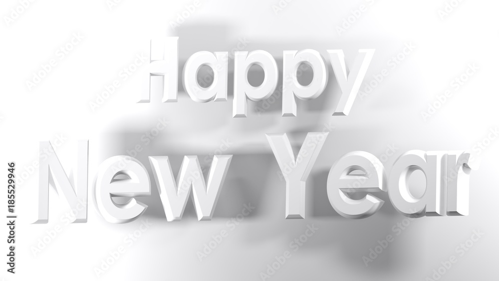 Happy New Year white bent banner - 3D rendering Happy New Year white bent banner - 3D rendering