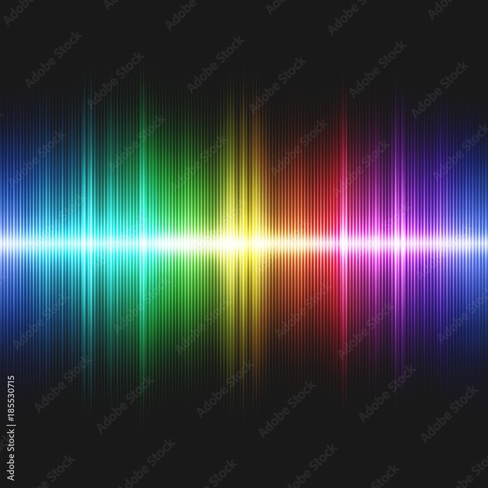 Illustration of colorful sound waves. 2D seamless image.