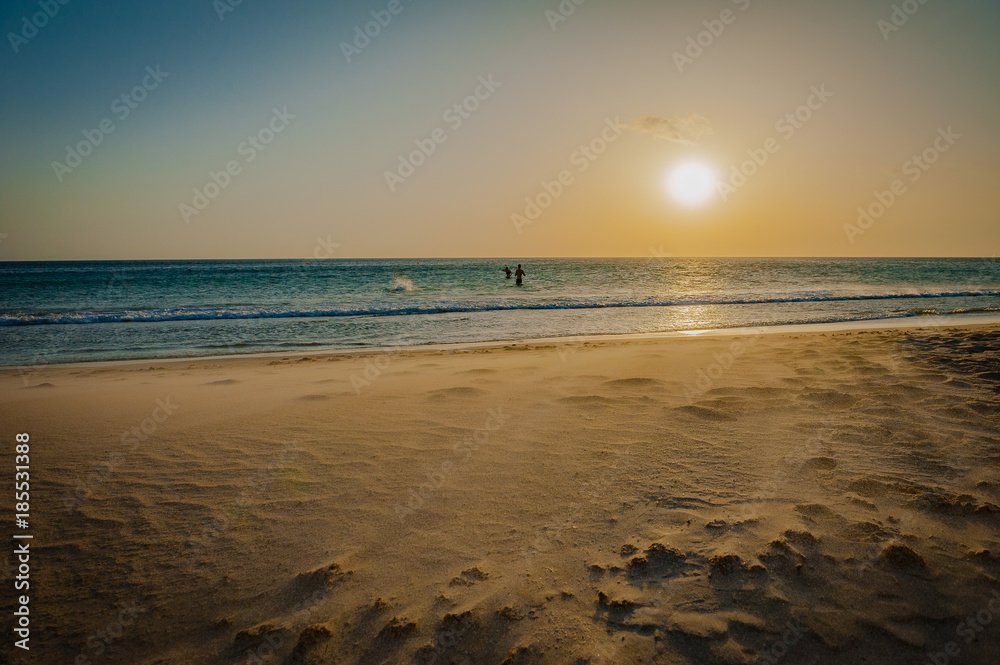 Portugal, Faro, holiday sunset on the beach