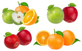 apple  and orange isolated on white background