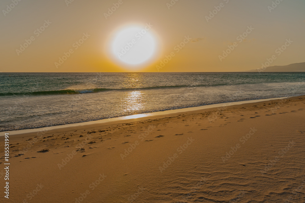 Portugal, Faro, holiday sunset on the beach