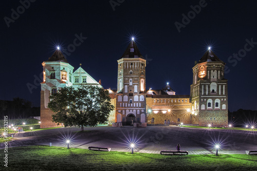 Travel Places and Torist Destinations. Picture of Renowned Mir Castle as Former Bastion and Fortress of The Great Lithuanian Kingdom, Present Belarus. photo