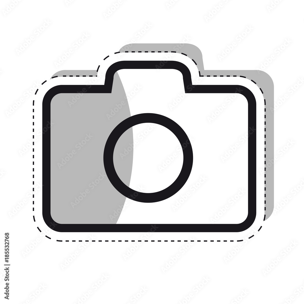 Photography camera icon for apps and websites - Outline Vector with Shadow Photography camera icon for apps and websites - Outline Vector with Shadow