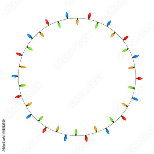 light bulb, garland circle christmas design isolated on white background