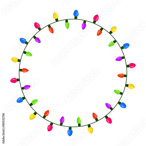 light bulb, garland circle christmas design isolated on white background