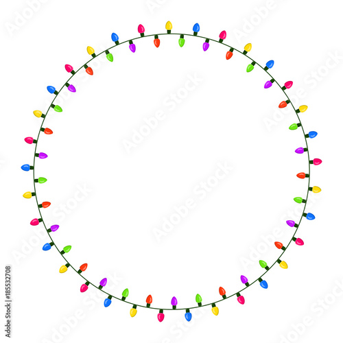 light bulb, garland circle christmas design isolated on white background
