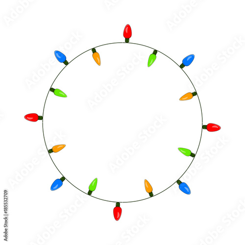 light bulb, garland circle christmas design isolated on white background