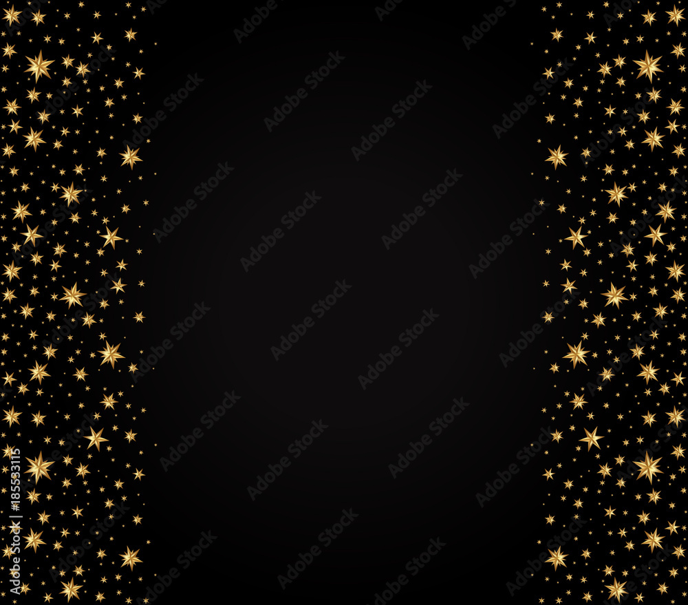 Holiday background with golden stars. Christmas decoration. Vector illustration