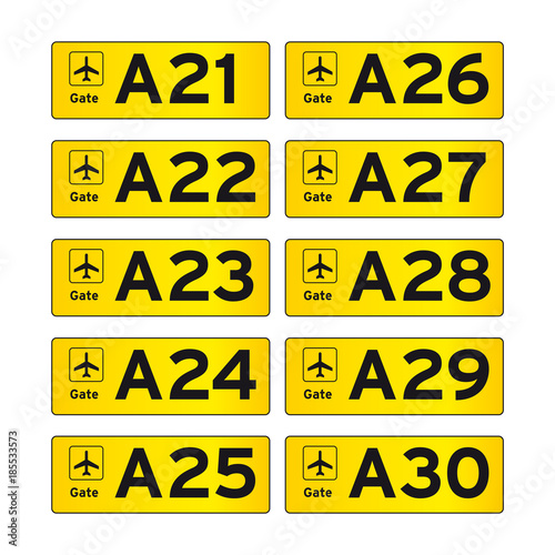Airport gate sign set