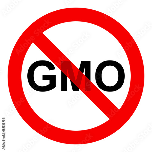 No GMO sign icon, without genetically modified food symbol, isolated on white background, vector illustration.