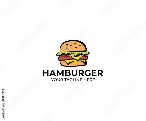 Hamburger Logo Template. Burgers Vector Design. Food Illustration
