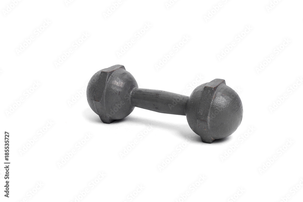 small solid metal dumbbells on on white background small solid metal dumbbells on on white background