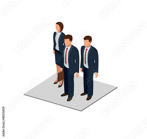 3d Isometric city icon. set of person icon. woman and man professional team. business meeting. team leader. Icon of business people. team leader concept
