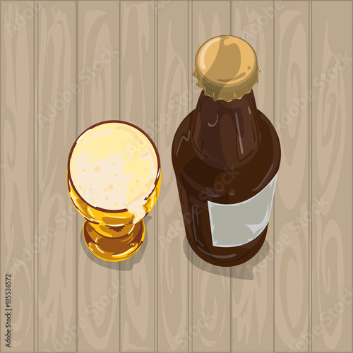 drinks beer cup and bottle graphic object top view