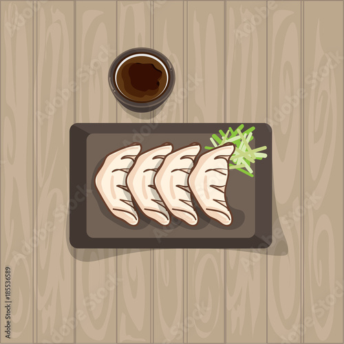 jiaozi japanese chinese food graphic object top view