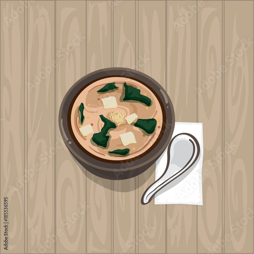miso soup japanese food graphic object top view