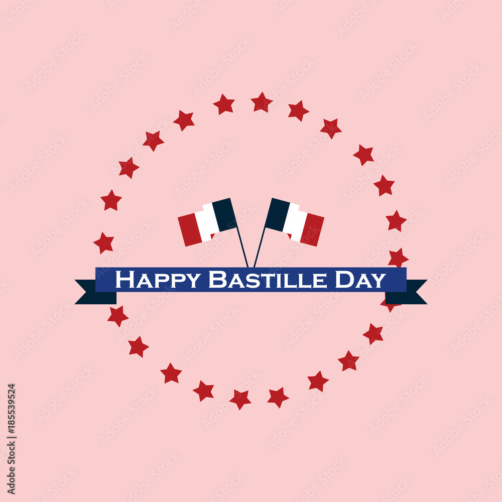 Naklejka premium Happy Bastille Day Vector Template Design