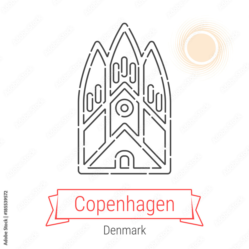 Copenhagen, Denmark Vector Line Icon Copenhagen, Denmark Vector Line Icon