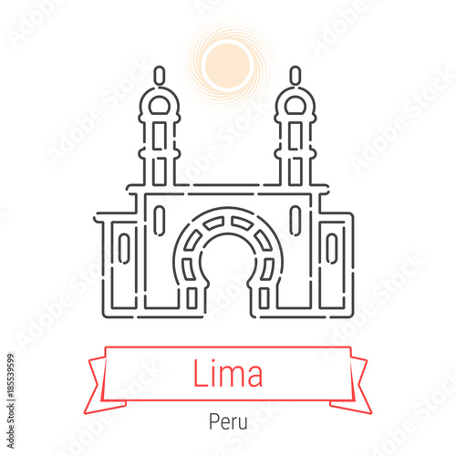 Lima, Peru Vector Line Icon
