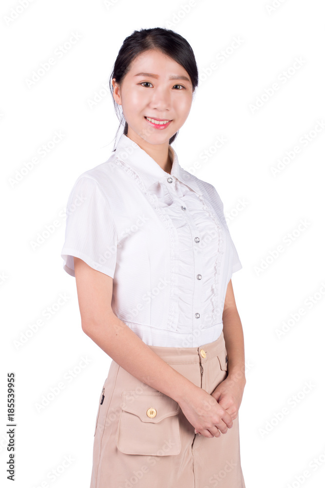 Young smiling businesswoman isolated on white Young smiling businesswoman isolated on white