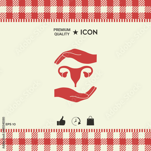 Hands holding Female uterus - protection symbol