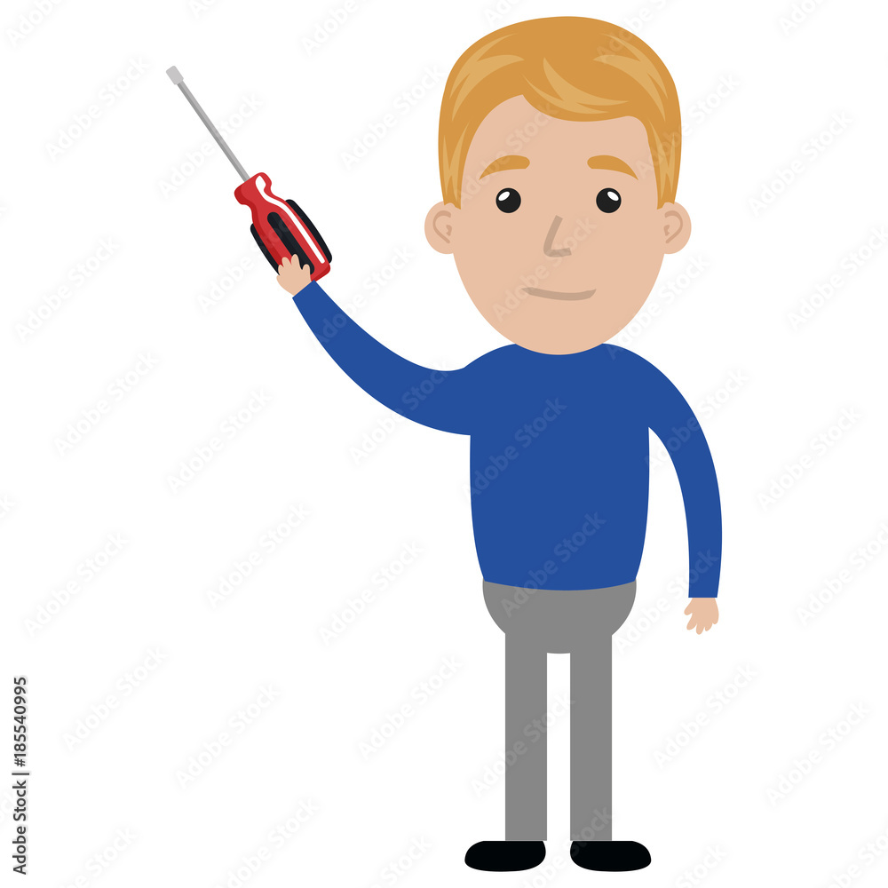 man with screwdriver tool isolated icon man with screwdriver tool isolated icon