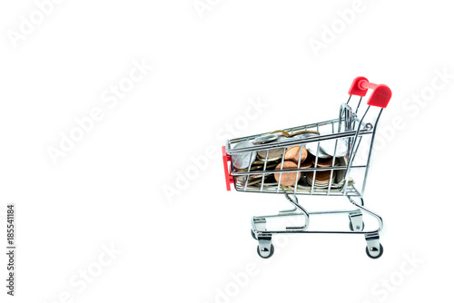 shopping cart with coins isolated © somchaichoosiri