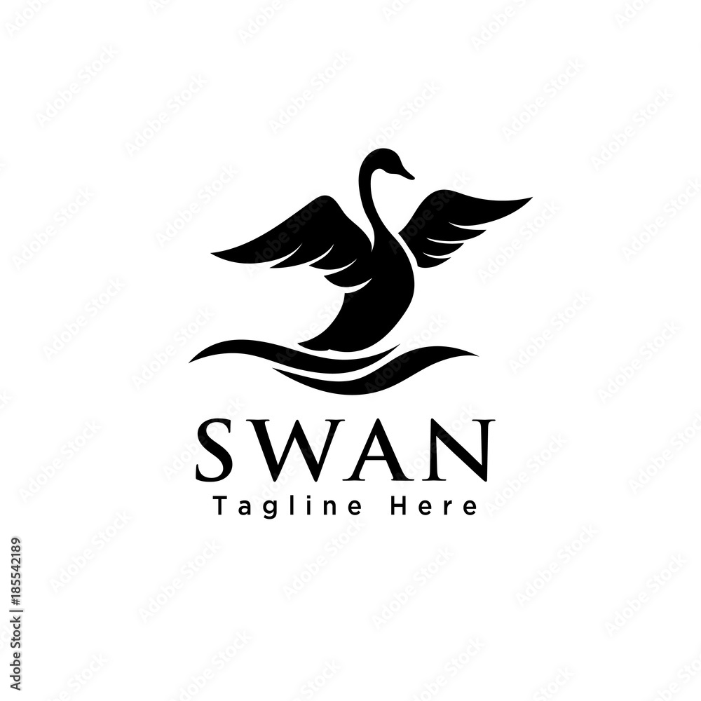 Fototapeta premium silhouette Swan Flapping wings logo