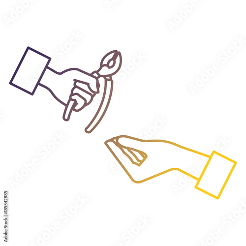 hands with pliers tool isolated icon