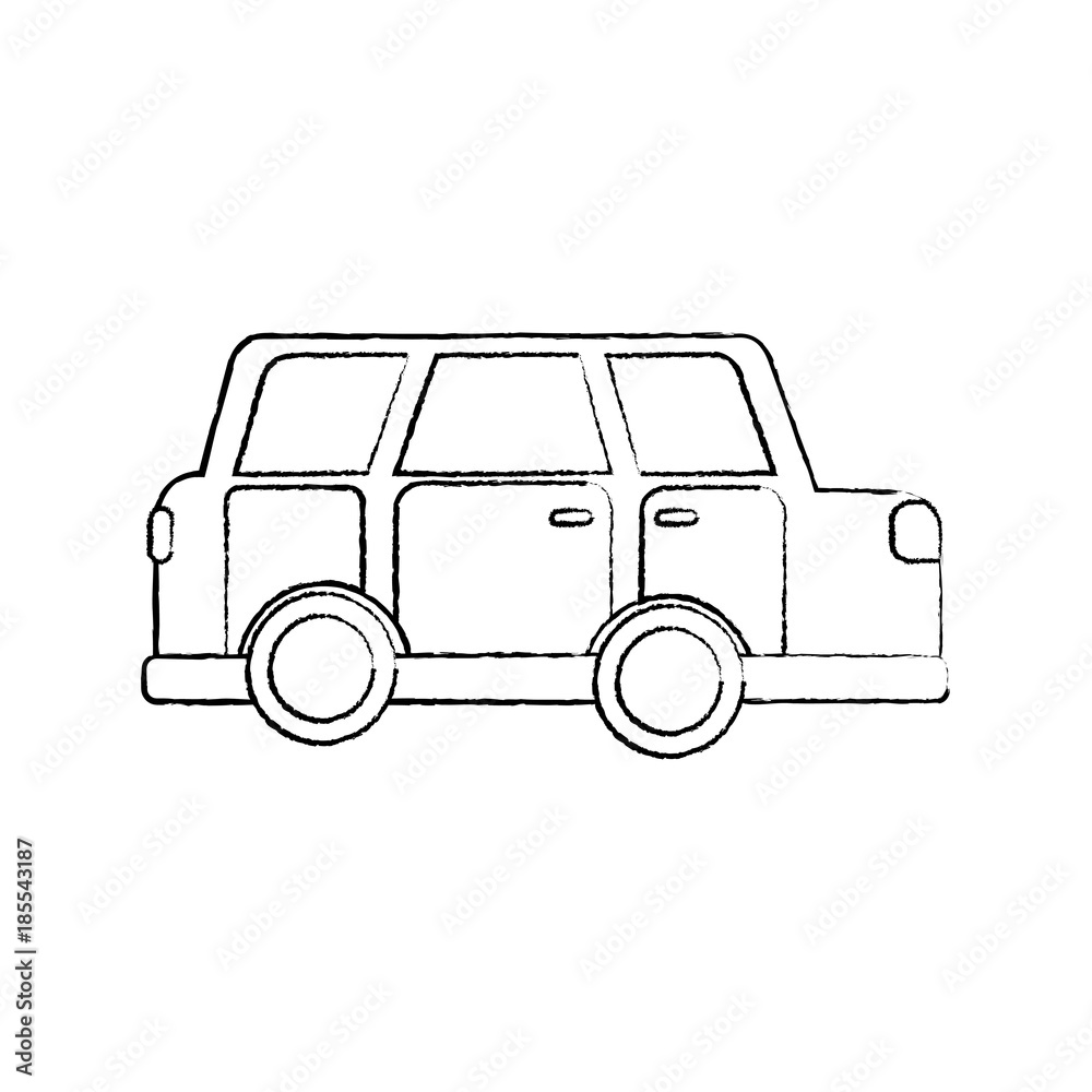 car sideview icon image vector illustration design  black sketch line