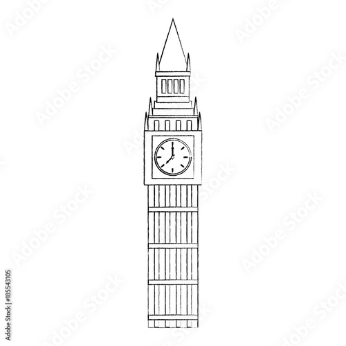 big ben london united kingdom icon image vector illustrationd design  black sketch line