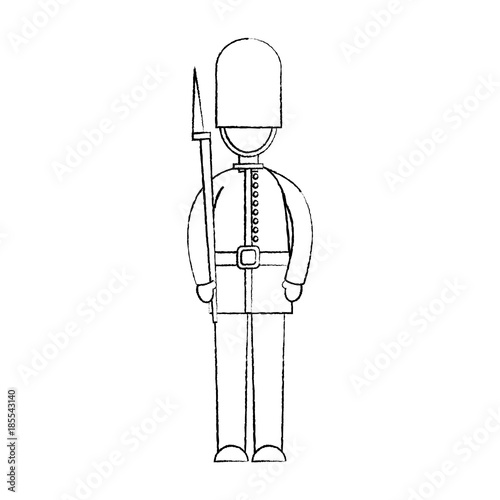 guard london united kingdom icon image vector illustrationd design  black sketch line