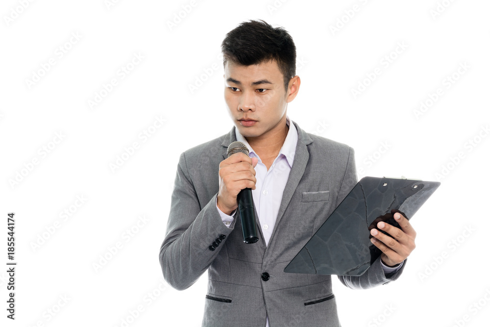 Portrait of a young business man wrap up. Isolated on white background Portrait of a young business man wrap up. Isolated on white background
