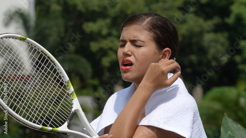 Injured And Sore Female Tennis Player photo