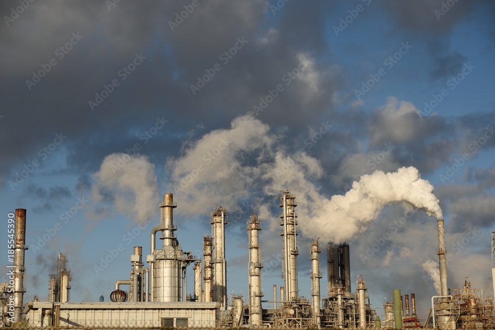 Smoke plume, smokestacks, industrial petrochemical refinery, Corpus Christi, Texas. Smoke plume, smokestacks, industrial petrochemical refinery, Corpus Christi, Texas.