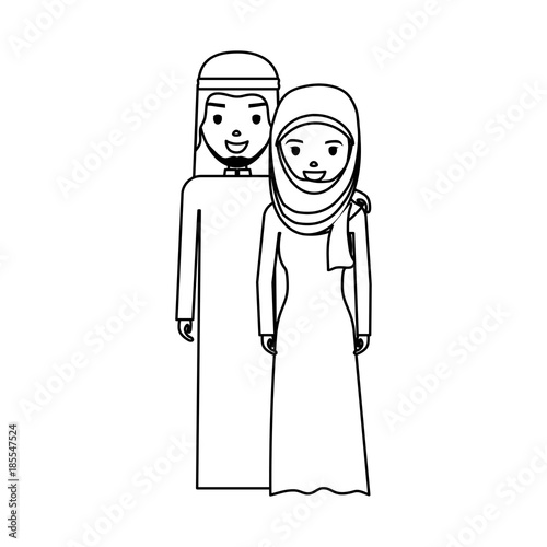 Cute arab couple cartoon