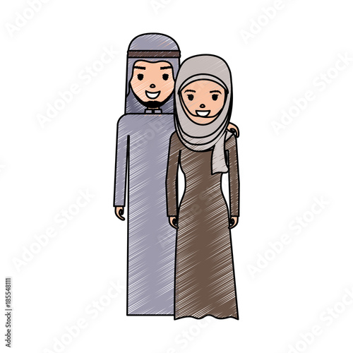 Cute arab couple cartoon