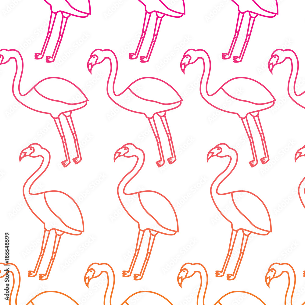 Obraz premium pink flamingo exotic bird decorative seamless pattern vector illustration