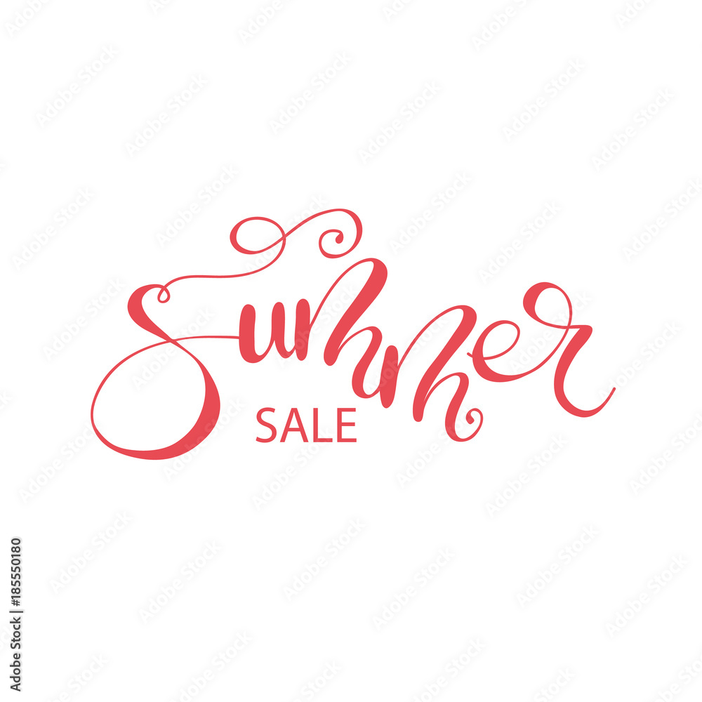 Lettering Summer Sale with flourishes. Vector illustration.