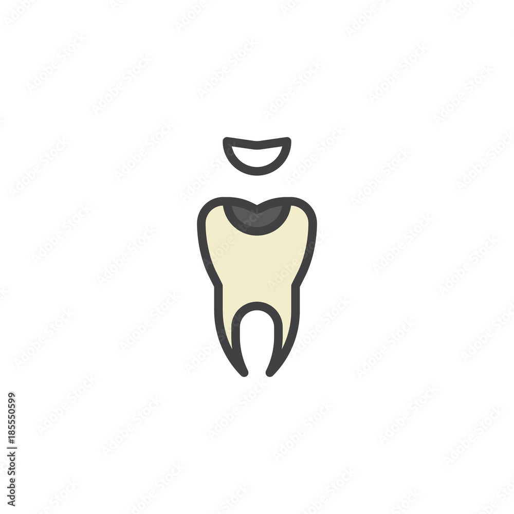 Decayed tooth filled outline icon, line vector sign, linear colorful pictogram isolated on white. Symbol, logo illustration. Pixel perfect vector graphics Decayed tooth filled outline icon, line vector sign, linear colorful pictogram isolated on white. Symbol, logo illustration. Pixel perfect vector graphics