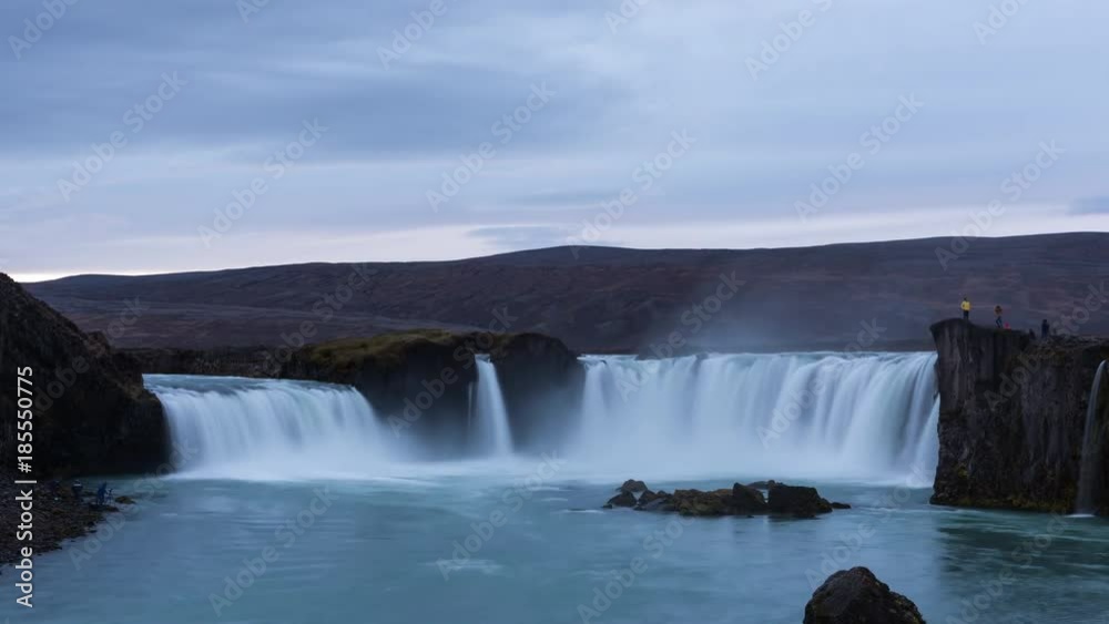 ICELAND – 2016 : Timelapse of Gódafoss waterfall at sunset with amazing landscape and colors in view ICELAND – 2016 : Timelapse of Gódafoss waterfall at sunset with amazing landscape and colors in view