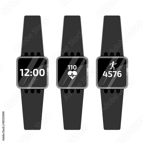 Fitness run tracker band. Sport bracelet or  wristband. Vector illustration.